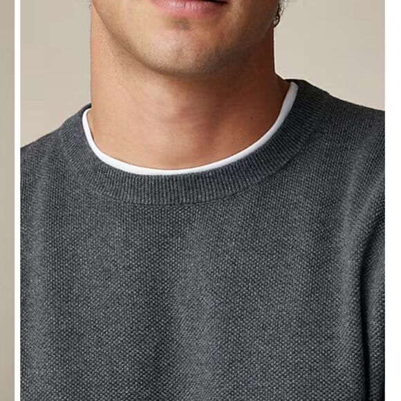 J. Crew BM043 Cotton piqué-stitch crewneck sweater size Large NWT - Picture 3 of 11